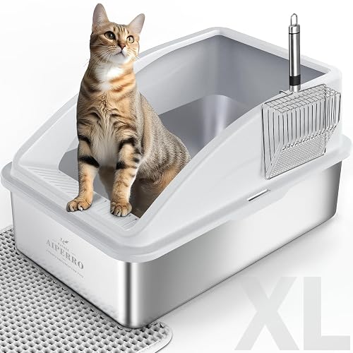 AIPERRO Stainless Steel Enclosed Litter Box, XL