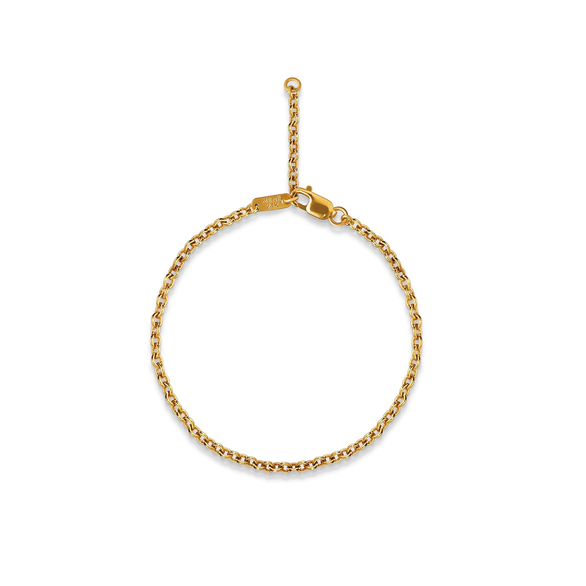 Menē Classic Chain 24K gold bracelet with MENĒ 24K tag