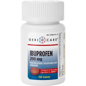 GeriCare Ibuprofen 200 mg Tablets for Temporary Pain Relief and Fever Reduction, 100 Count