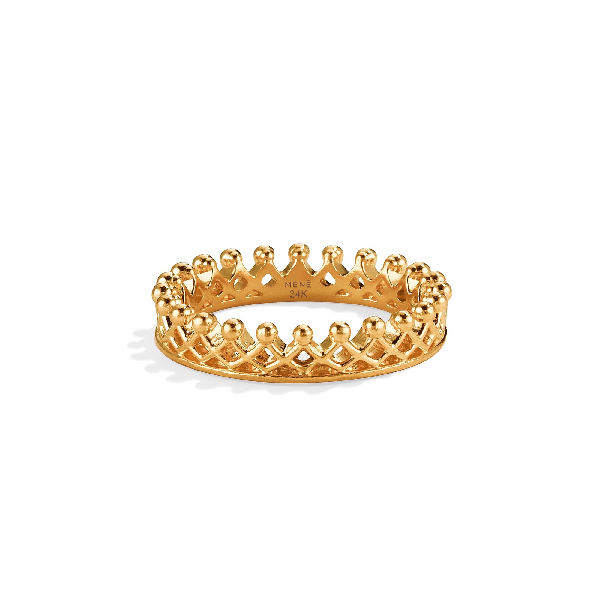 Menē Crown 24K gold ring with MENĒ 24K stamp