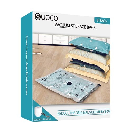 SUOCO 8-Combo Vacuum Storage Bags with Electric Pump