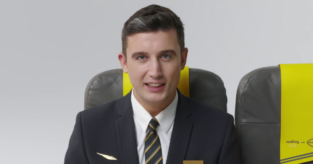 man in a commercial for vueling airlines