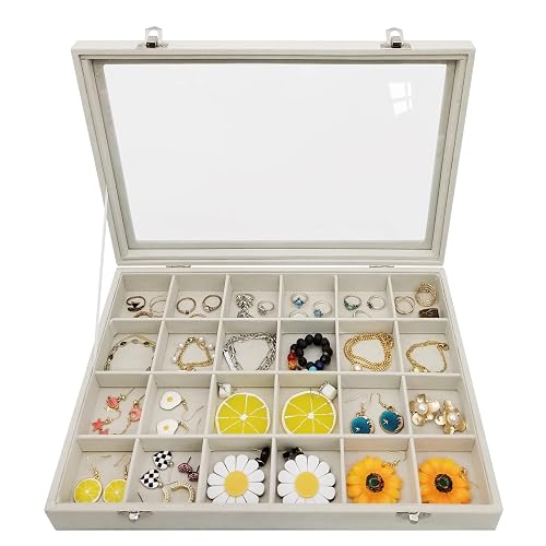 24-Grid Earring Organizer Tray with Lid