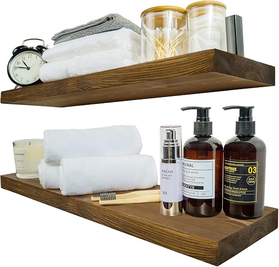 BGMG Wood Floating Shelves, Pair