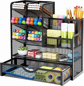 Marbrasse Mesh Pen Holder with Drawer