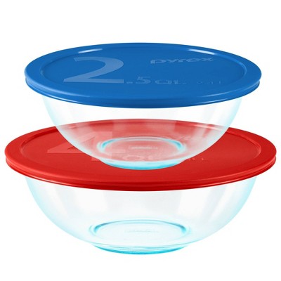 Pyrex 2-Piece 2.5qt and 4qt Glass Bowls with Lids at Target
