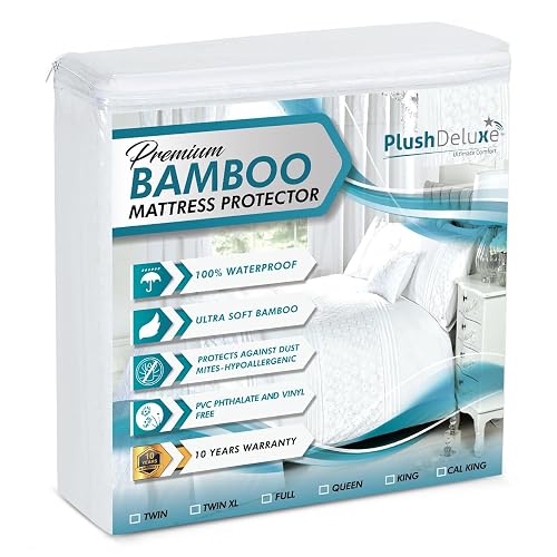 PlushDeluxe Bamboo Waterproof Mattress Protector