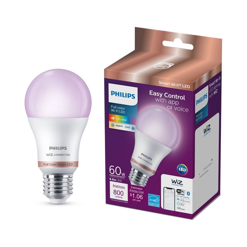 Philips Smart Wi-Fi 60W multi-colored A19 bulb