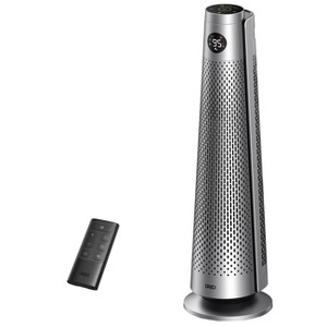 Dreo 1500W Solaris 818 Oscillating Ceramic Tower Space Heater, 30 Inch, with Remote Control, Silver