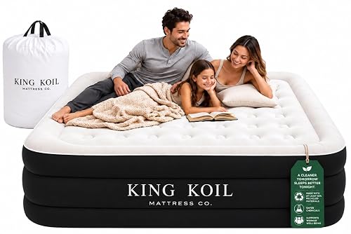 King Koil Queen Air Mattress with Built-in Pump, 20 inch