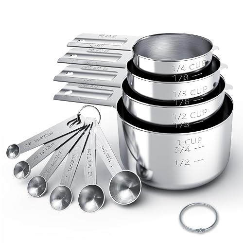 TILUCK Stainless Steel Measuring Cups and Spoons Set