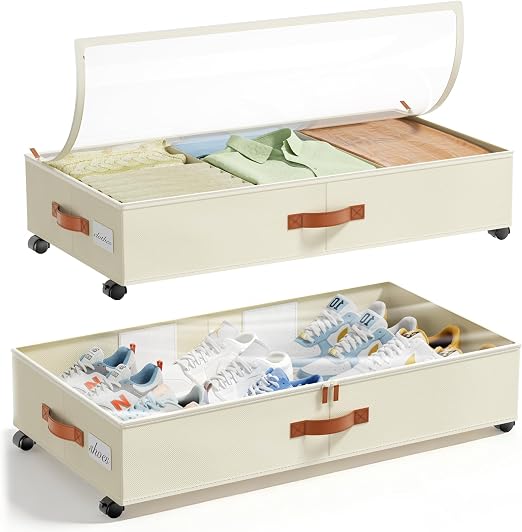 LAMU Under-Bed Storage with Wheels, 2 Pack