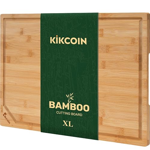 Kikcoin 17 x 11 in Bamboo Cutting Board