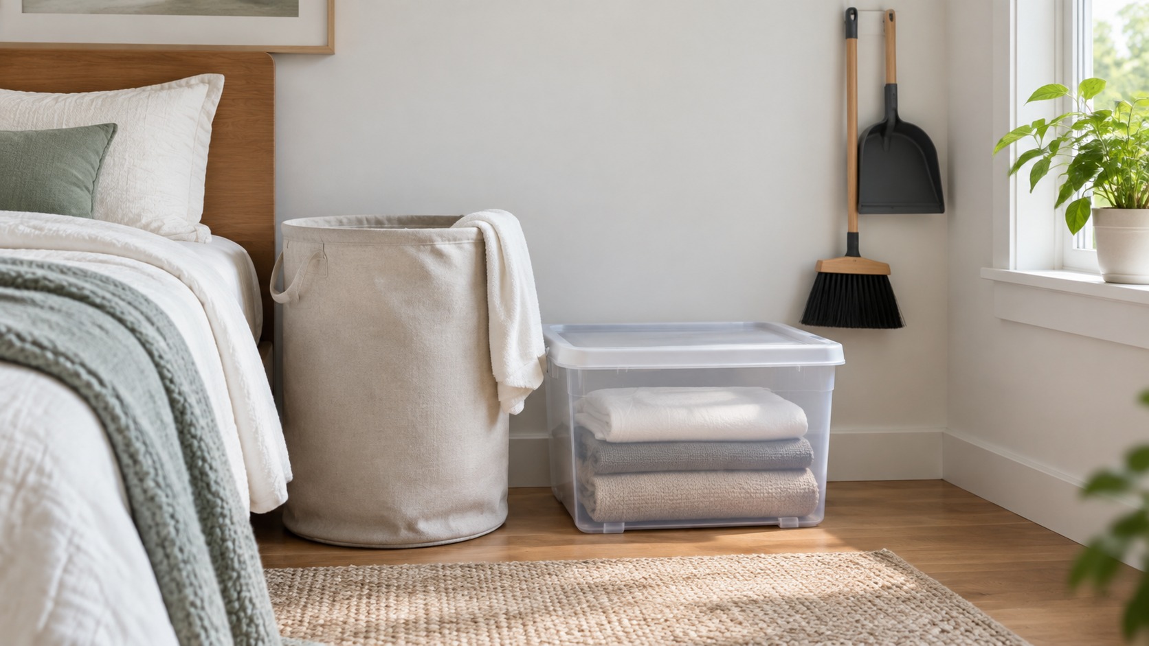 AI illustration of generic home organization equipment, not a listed product