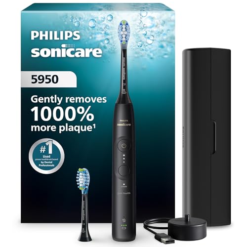 Philips Sonicare 5950 Rechargeable Electric Toothbrush, 2 Brush Heads, Black