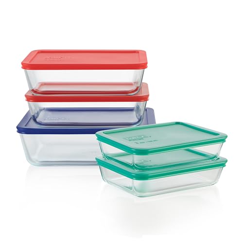 Pyrex Simply Store Large Glass Containers, 5-Pack