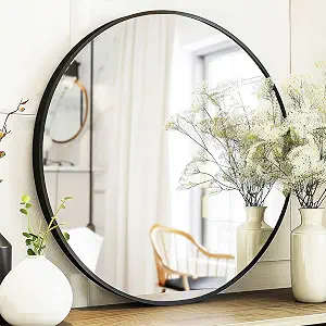 Sunniry 24-Inch Black Round Mirror