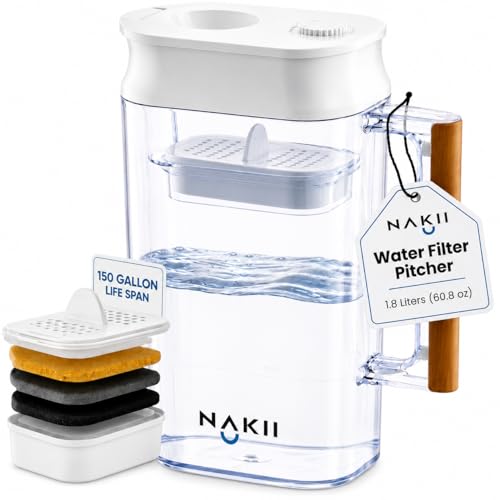 Nakii Water Filter Pitcher, 150-Gallon Filter
