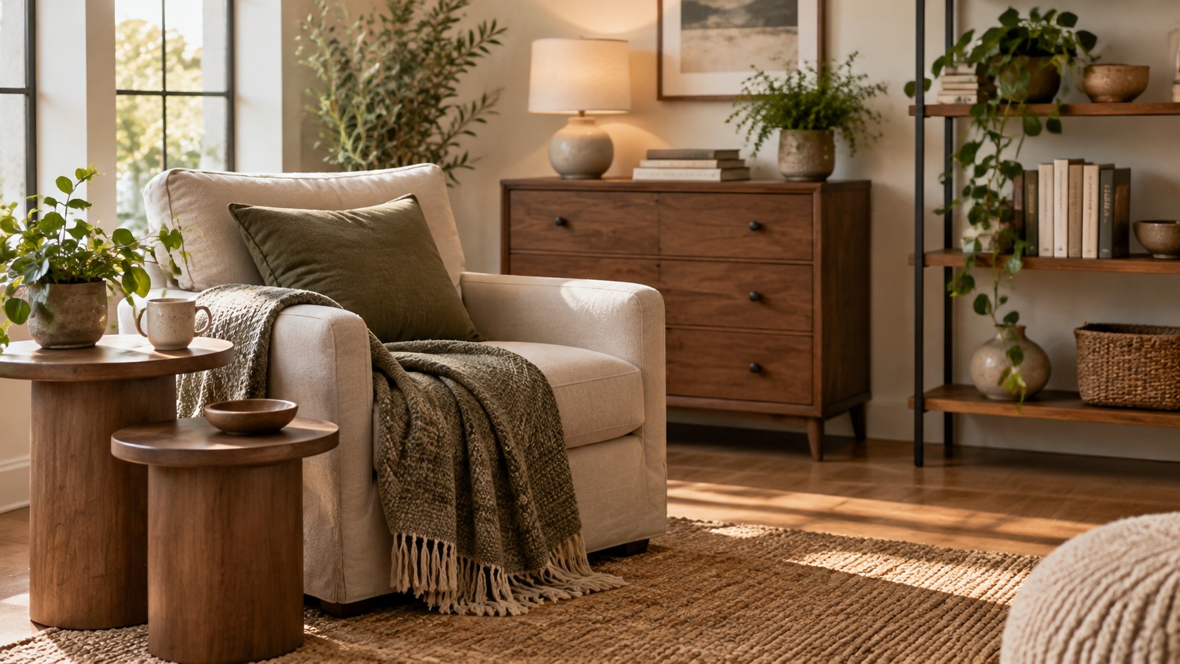 AI illustration of generic living-room furniture, not a listed product