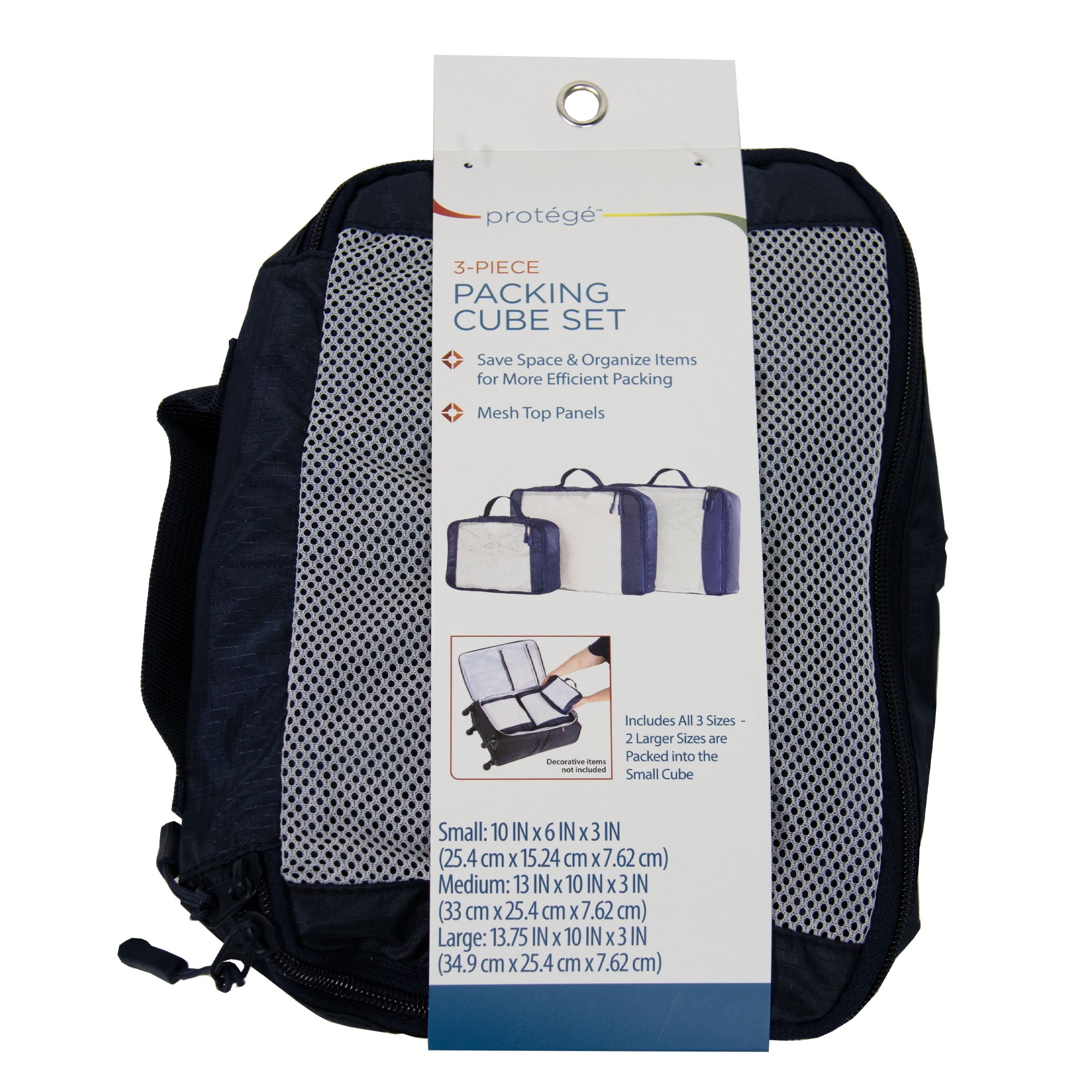 Protege 3-Piece Packing Cubes Set with Mesh