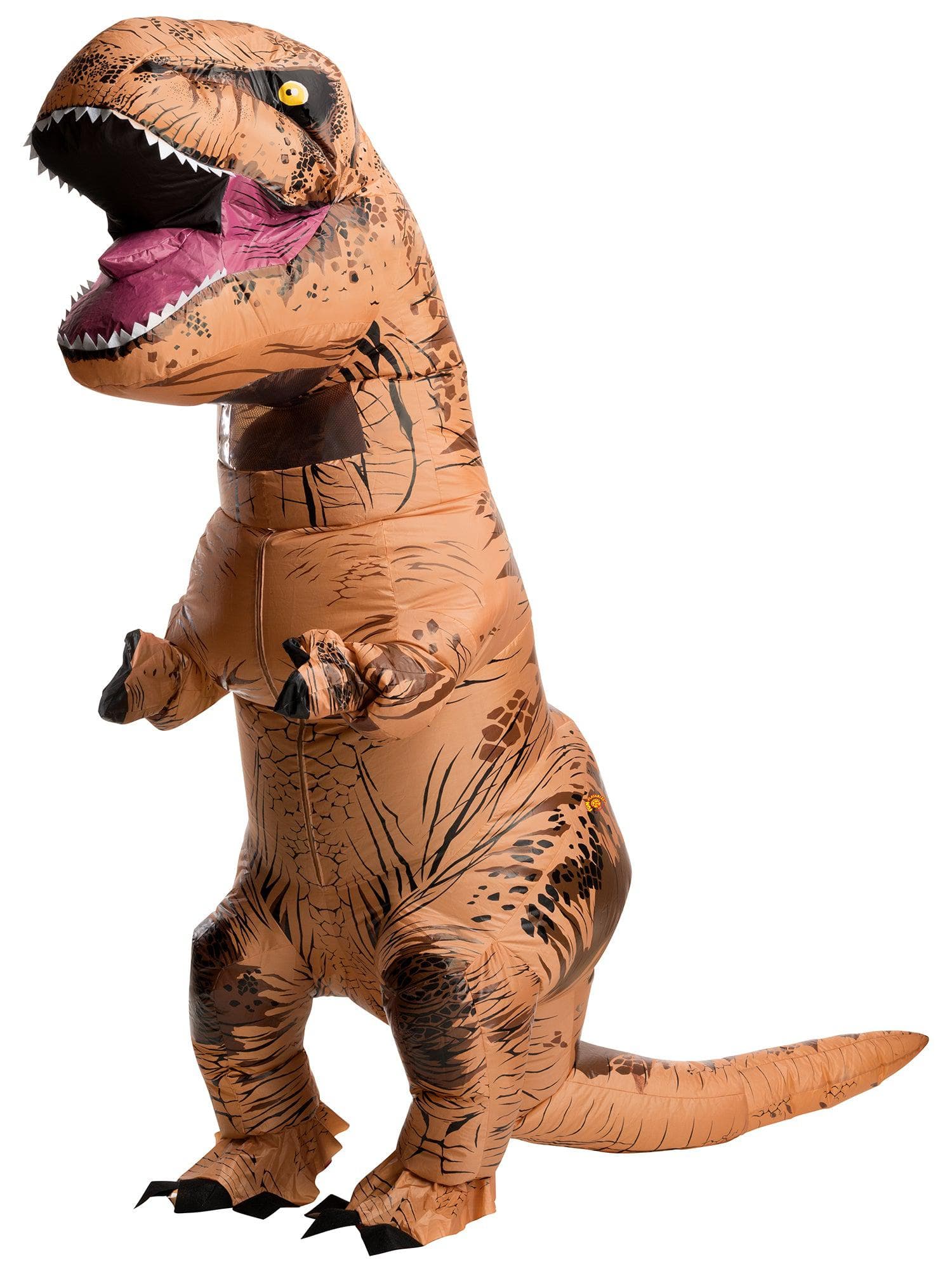 Person in the original Rubie's inflatable T-Rex costume