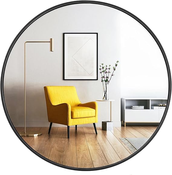 Oruii 24-Inch Black Round Mirror