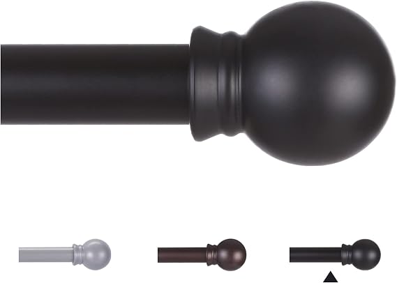 Thestoa Matte Black Curtain Rod