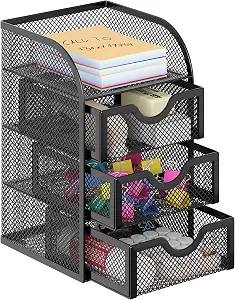 EasyPAG Mesh Desk Organizer with 3 Drawers