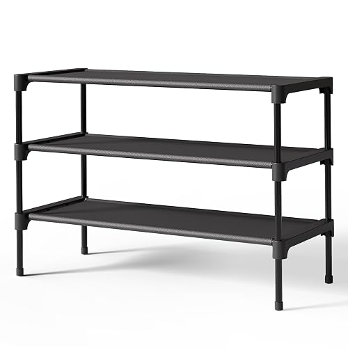 Kitsure 3-Tier Non-Woven Shoe Rack, 27.5 in