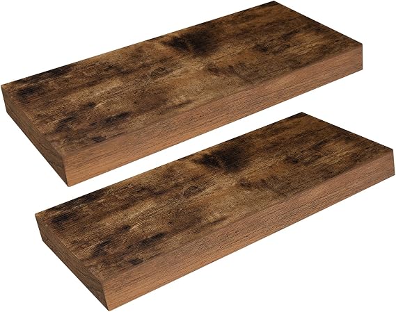 HOOBRO Rustic Brown Floating Shelves, Pair