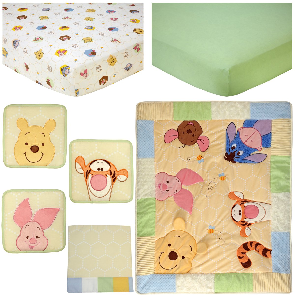 Disney Winnie the Pooh Peeking Pooh 7-Piece Crib Bedding Set