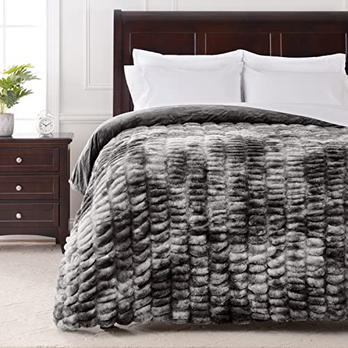Chanasya Ruched Faux Fur Throw Blanket