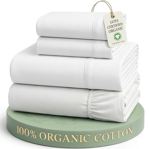 LANE LINEN Organic Cotton Percale Queen Sheet Set