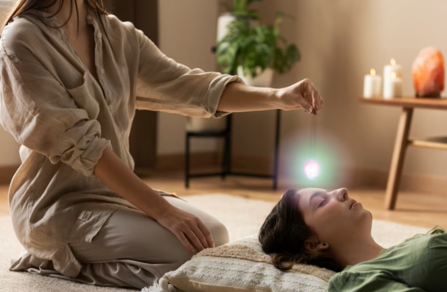 Side view therapist helping woman heal