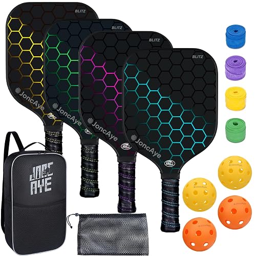 JoncAye Fiberglass Pickleball Paddles, Set of 4