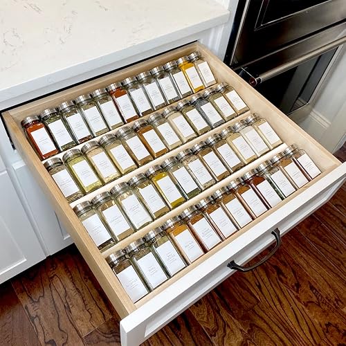 MIUKAA Clear Acrylic Spice Drawer Organizer, 2 Set