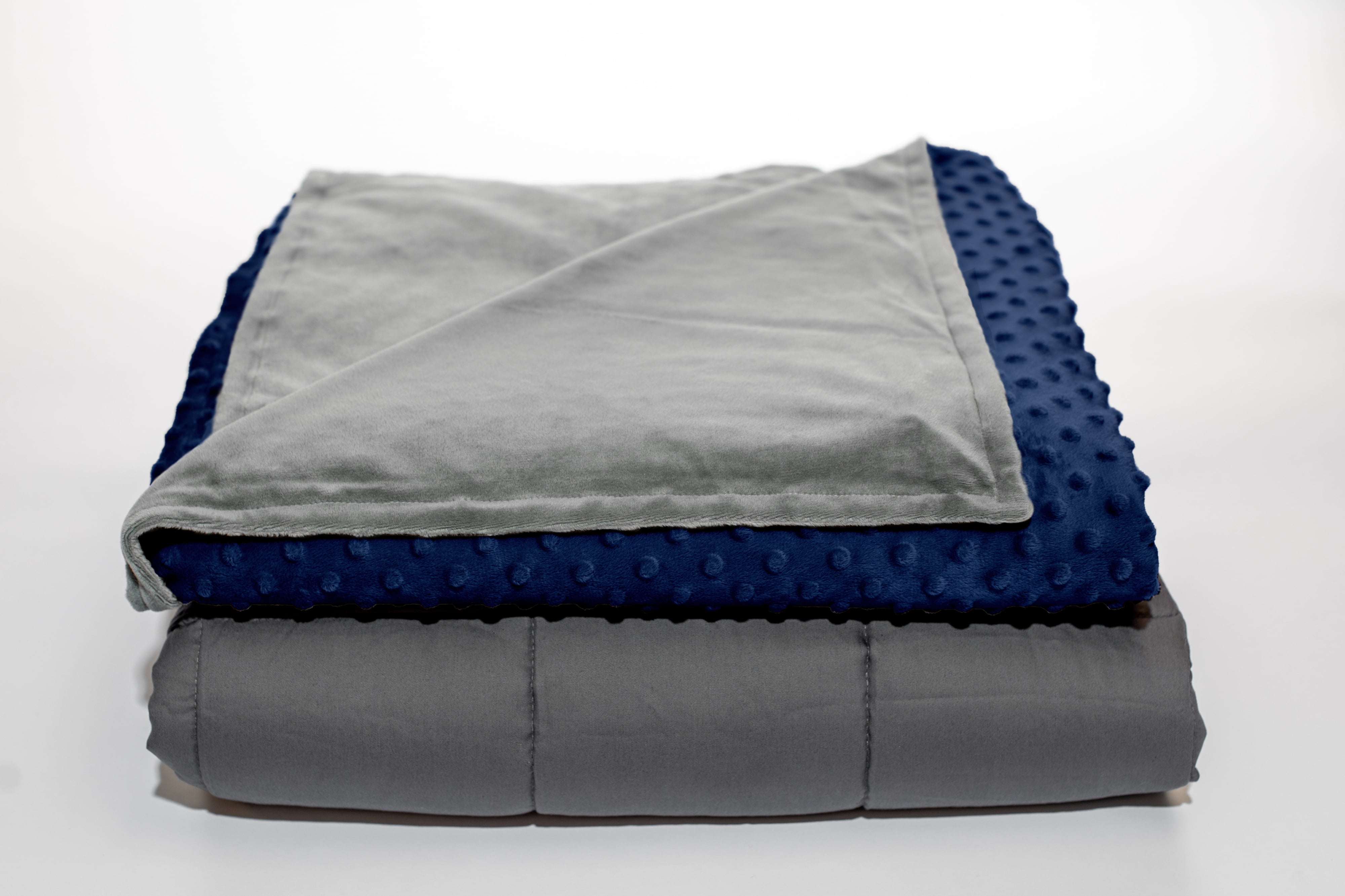 Quility Premium 20 lb weighted blanket with navy dotted duvet cover