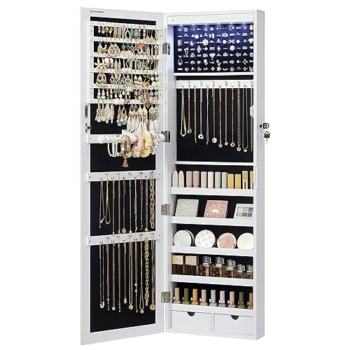 SONGMICS Mirror Jewelry Cabinet with LEDs