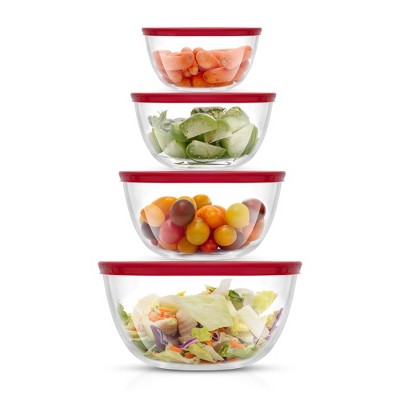 JoyJolt JoyFul 4 Glass Mixing Bowls with Lids