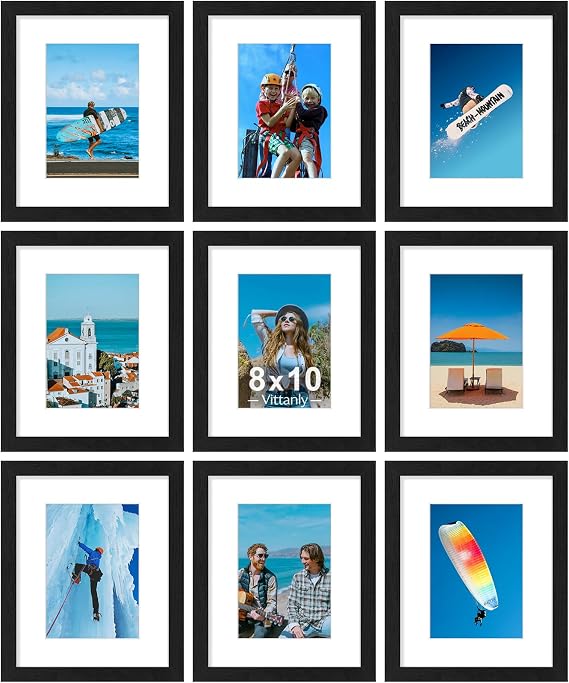 Vittanly Black 8x10 Picture Frames, Nine Pack