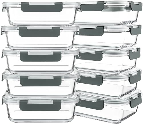 KOMUEE 10-Pack 30 oz Glass Meal Prep Containers
