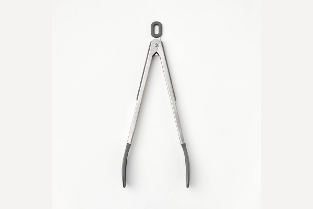 Figmint twelve-inch dark-gray silicone-tip tongs