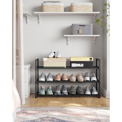 3-Tier Metal Shoe Rack Organizer, Black
