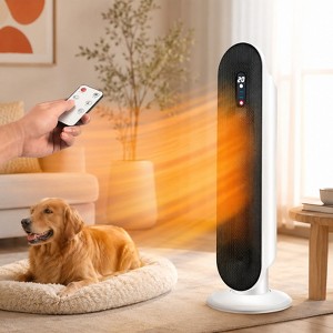 1500W Portable Ceramic Space Heater with Adjustable Thermostat and Timer