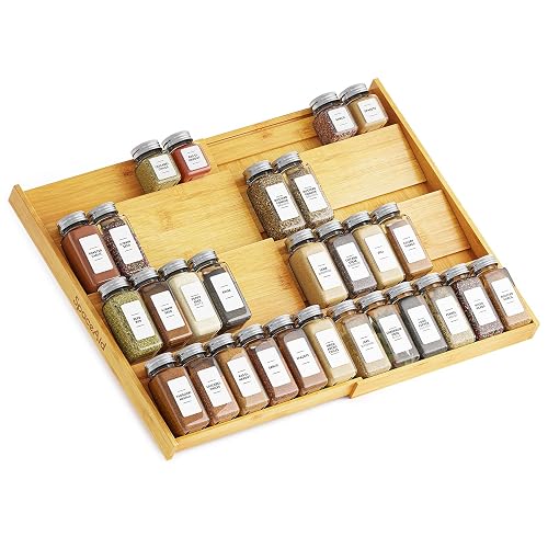 SpaceAid Bamboo Spice Drawer Organizer, 12 to 23 inch