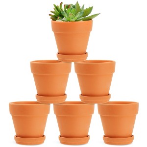 Juvale 4-inch 6 Pack Small Terracotta Pots with Saucer