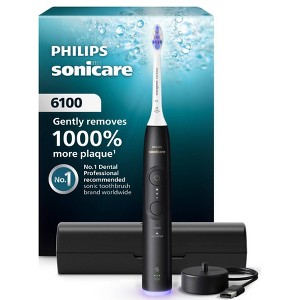 Philips Sonicare 6100 Rechargeable Electric Toothbrush with Travel Case and Brush Head, Black