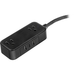 GE 6 ft 2-Outlet Extension Cord with USB-A and USB-C Ports, Braided