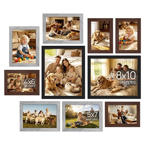 upsimples Picture Frames Set of 10, Rustic