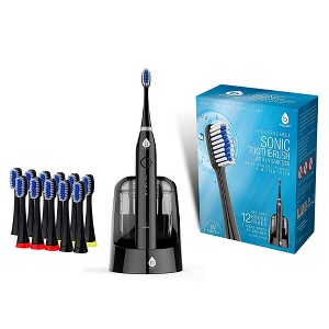 Pursonic Rechargeable Sonic Electric Toothbrush with Built-In UV Sanitizer and 12 Brush Heads